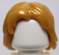 Lego Pearl Gold Minifig Hair Mid-Length Tousled with Center Part