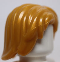 Lego Pearl Gold Minifig Hair Mid-Length Tousled with Center Part