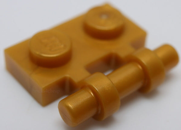 Lego 15x Pearl Gold Plate Modified 1 x 2 with Bar Handle on Side Free Ends