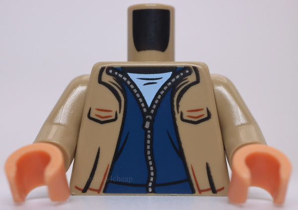 Lego Dark Tan Torso Open Jacket with Pockets Dark Blue Sweater with Zipper