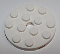 Lego 10x White Plate Round 4 x 4 with Hole