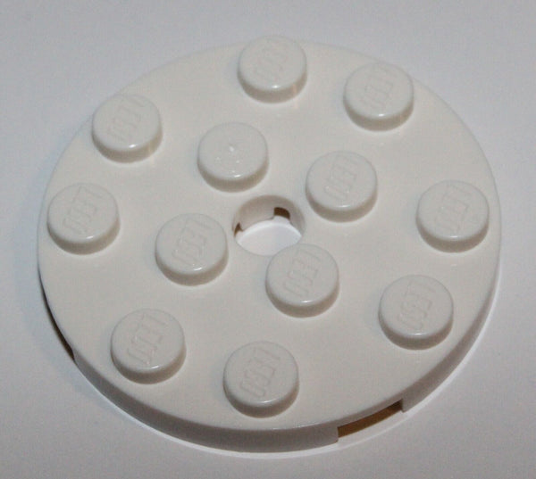 Lego 10x White Plate Round 4 x 4 with Hole