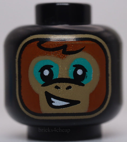 Lego Head Alien Balaclava Dark Tan and Dark Orange Monkey Face Lopsided Mouth