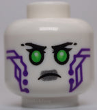 Lego Head Dual Sided Alien Female Black Eyebrows Bright Green Eyes Silver Lips