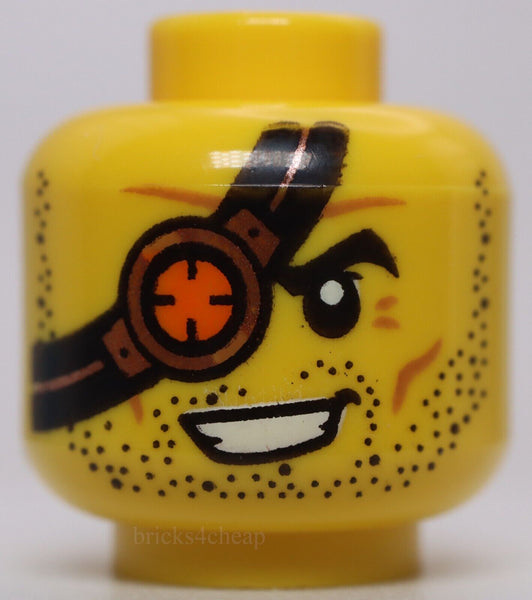 Lego Yellow Head Beard Stubble Black Eye Patch with Copper and Orange Eyepiece