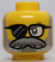Lego Head Dark Bluish Gray Eye Black Sunglasses with Clear Left Lens Beard