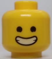 Lego Yellow Minifig Head Dual Sided Wide Smile Closed Teeth Black Eyes