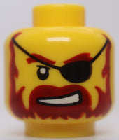 Lego Pirate Yellow Minifig Head Reddish Brown Beard Eye Patch