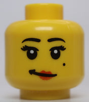 Lego Head Female Black Eyelashes White Pupils Red Lips Crooked Smile Beauty Mark