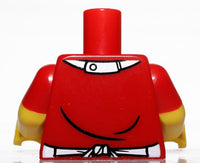 Lego Red Torso Checkered Apron White Bow Tie Bright Light Orange Smile Button
