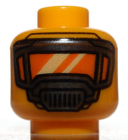Lego Minifig Head Pearl Dark Gray Mask Orange Visor Hollow Stud