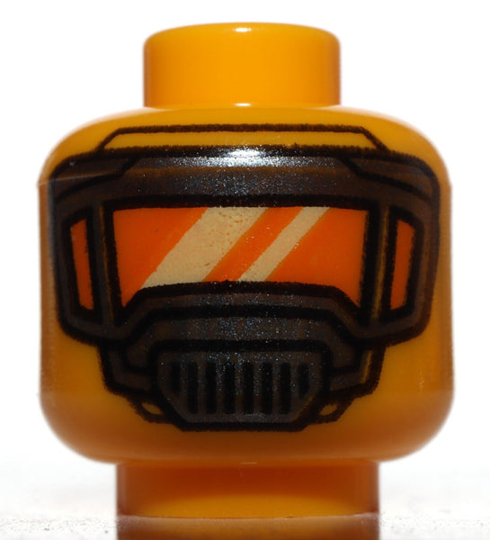 Lego Minifig Head Pearl Dark Gray Mask Orange Visor Hollow Stud