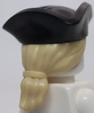 Lego Pirate Black Tricorne Hat with Tan Ponytail