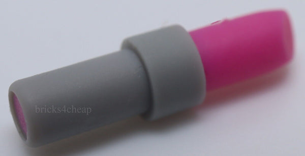Lego 2x Dark Pink Minifig Utensil Lipstick Light Bluish Gray Handle