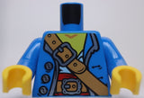 Lego Blue Torso Pirate Coat Open Silver Buttons Trim over White Shirt Sash