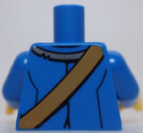 Lego Blue Torso Pirate Coat Open Silver Buttons Trim over White Shirt Sash