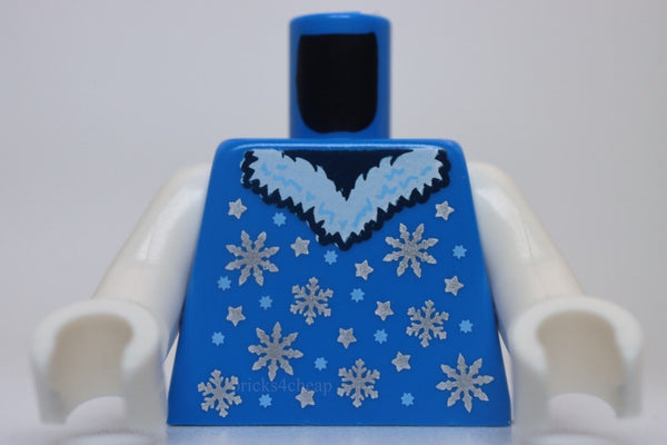 Lego Blue Vest Torso White Arms Snowflake Pattern with Fur Collar