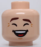 Lego Light Nougat Head Dark Brown Eyebrows Neutral Laughing Eyes Closed Pattern