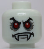 Lego Glow in the Dark Alien Head Vampire Black Eyebrows Red Eyes Fangs Scowl