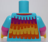 Lego Medium Azure Torso Dark Pink Arms Yellow Orange Dark Purple Sweater