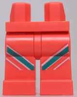 Lego Coral Hips and Legs with Dark Turquoise and White Diagonal Stripes