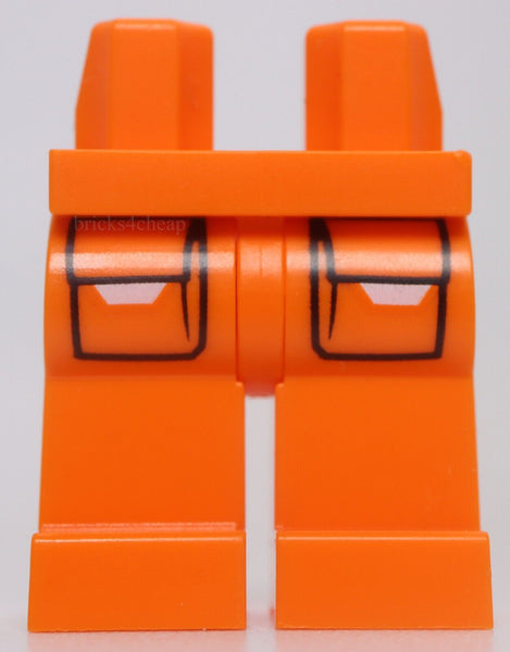 Lego Orange Hips and Legs with Black Pockets Outline with White Flaps Pattern