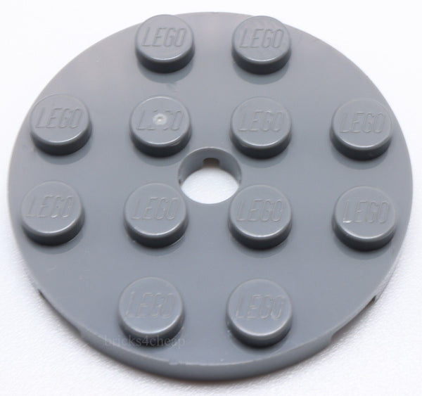Lego 10x Dark Bluish Gray Plate Round 4 x 4 with Hole