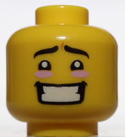 Lego Yellow Minifig Head Dual Sided Black Eyebrows Wide Open Smile Teeth Tongue