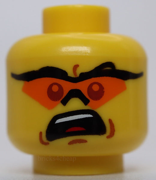 Lego Yellow Minifig Head Dual Sided Glasses  Orange Lenses Smiling Mouth Upset