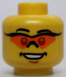 Lego Yellow Minifig Head Dual Sided Glasses  Orange Lenses Smiling Mouth Upset