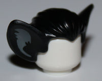 Lego Black Minifig Hair with Bat Ears and Dark Bluish Gray Inner Ear Pattern NEW