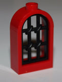 Lego Red Window 1x2x2 2/3 Black Twisted Pane NEW