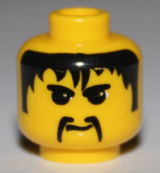 Lego 2x Yellow Minifig Head w/ Black Hair Mustache NEW