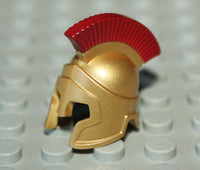 Lego Metallic Gold Minifig Headgear Helmet Spartan Warrior w/ Dark Red Crest NEW