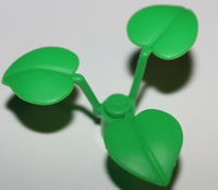 Lego 2x Bright Green Plant Flower Stem 1 x 1 x 2/3 with 3 Large Leaves NEW