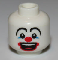 Lego White Head Blue Eye Make-up Big Red Nose and Large Red Mouth Pattern Clown