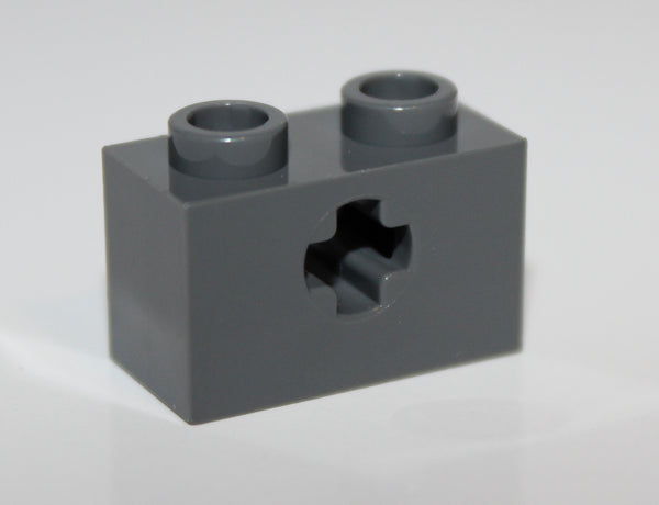 Lego 10x Dark Bluish Gray Technic Brick 1 x 2 with Axle Hole