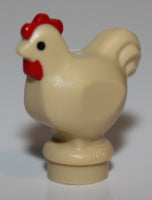 Lego Tan Chicken with Black Eyes and Red Comb and Wattle Pattern