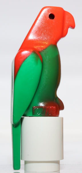 Lego 2x Green Bird Parrot Small Beak Marbled Red Pattern
