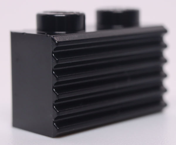 Lego 10x Black Brick Modified 1 x 2 with Grille Fluted Profile