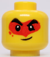 Lego Yellow Minifig Head Thick Black Eyebrows Angry Smile Red Eye Mask