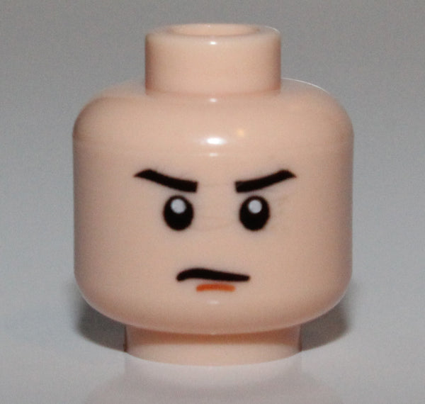 Lego Star Wars Light Nougat Minifig Head Male Stern Eyebrows Orange Chin Dimple