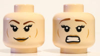 Lego Minifig Head Dual Sided Female Brown Eyebrows Eyelashes Medium Nougat Lips