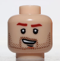 Lego Minifig Head Male Brown Stubble Brown Eyebrows Open Grin