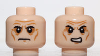 Lego Light Flesh Minifig Head Dual Sided Sunken Eyes Black Eyebrows Wrinkles