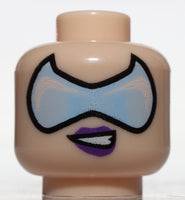 Lego Light Nougat Head Dual Sided Female Purple Lips Smirk Mask