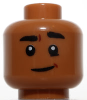 Lego Medium Nougat Head Black Eyebrows Lopsided Smile Open Smile
