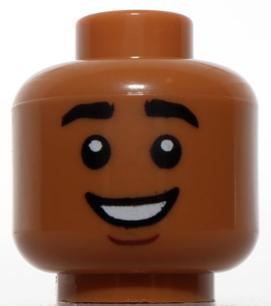 Lego Medium Nougat Head Black Eyebrows Lopsided Smile Open Smile