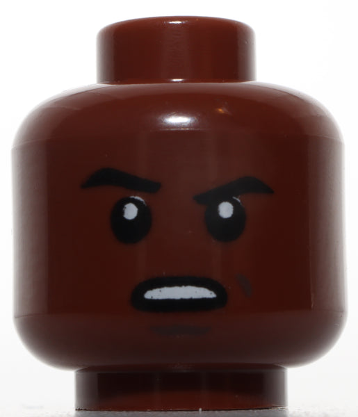 Lego Reddish Brown Head Eyebrows Raised Eyebrow Scowl Open Mouth
