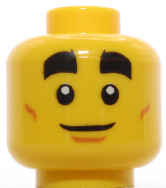 Lego 2x Minifig Head Dual Sided Thick Black Brows Black Sunglasses Smile
